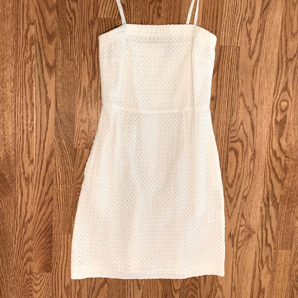 Theory Struno Eyelet Dress In White, Size 0